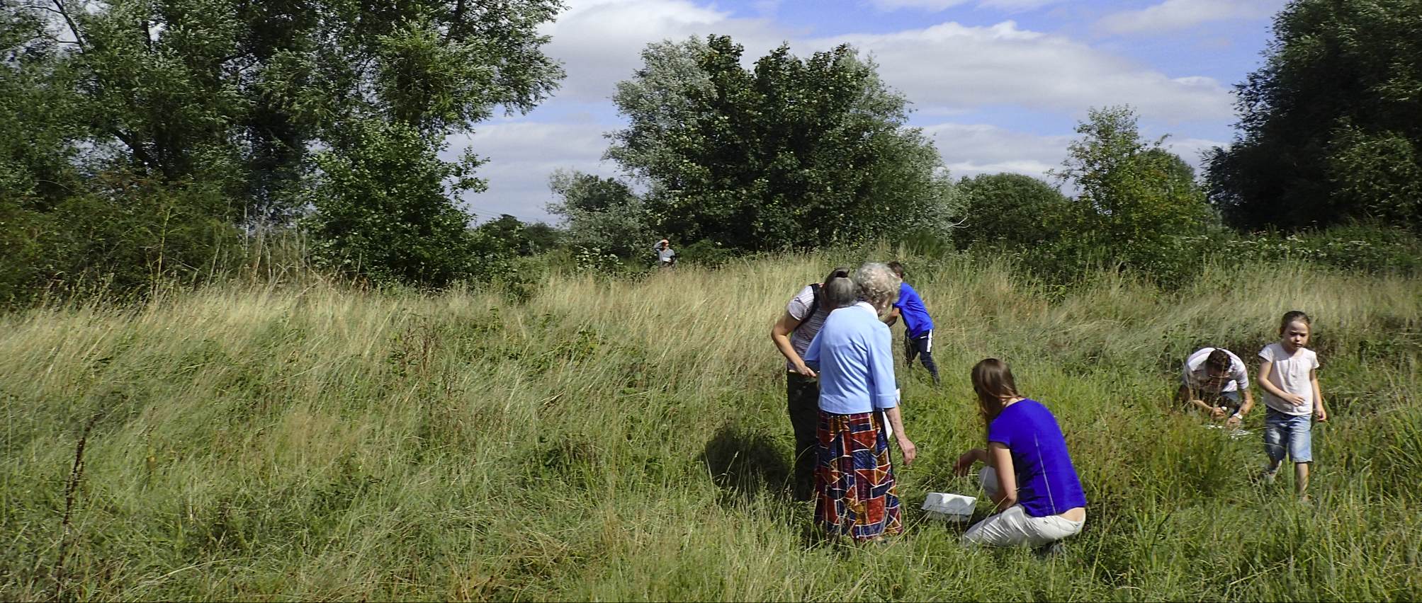 Participants and specialists from the University of Nottingham at Bioblitz Attenborough Reserve in 2018.